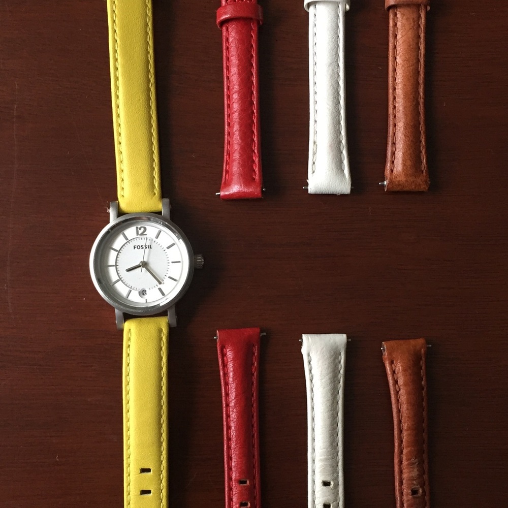 Fossil #ES2373 Watch and Additional Leather Straps